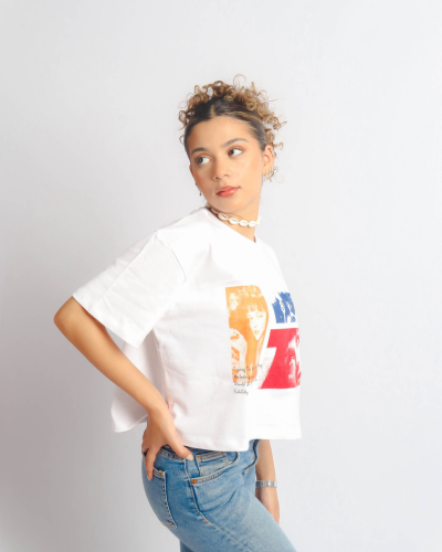Pulp Fiction White Crop Top-MERAKI